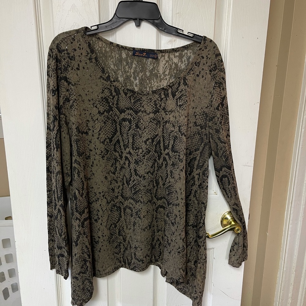 Sheer Snakeskin Print Blouse